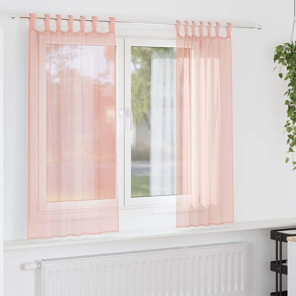 vidaXL Voile Vorhänge mit Schlaufen 2 Stk. Rosa 140x175 cm 4102287