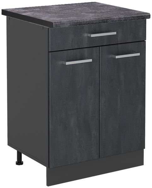 Küchenunterschrank R-Line Schwarz Beton 60 cm AP Anthrazit Vicco