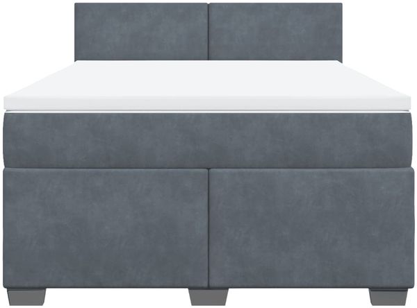 vidaXL Boxspringbett mit Matratze Dunkelgrau 140x200 cm Samt 3286325 Bild 4