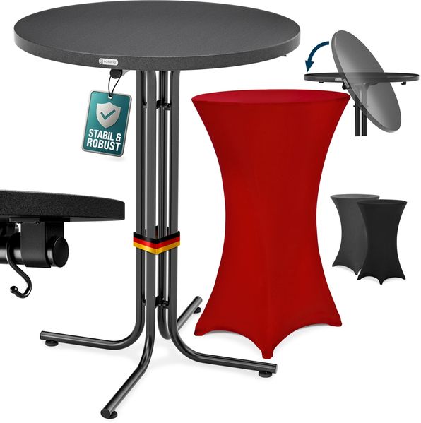 CASARIA® Stehtisch mit Husse 70 cm Bordeaux-Rot