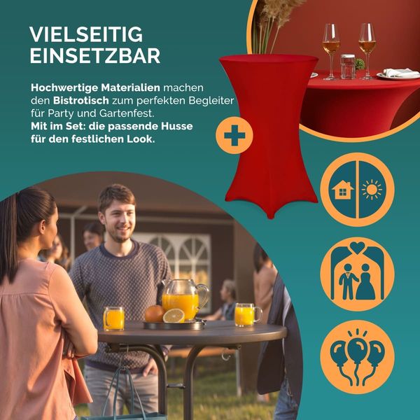 CASARIA® Stehtisch mit Husse 70 cm Bordeaux-Rot