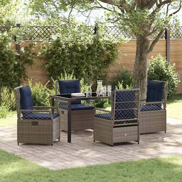 vidaXL Garten Essgruppe 5 pcs Grau Poly-Rattan 3381053