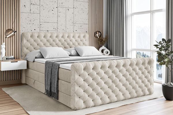 ALTDECOR Boxspringbett BOXI8-Z KING (Multipocket-Matratze H4, H3 Matratze Bonellfederung, Topper, Kopfteil), Doppelbett mit Fußteil