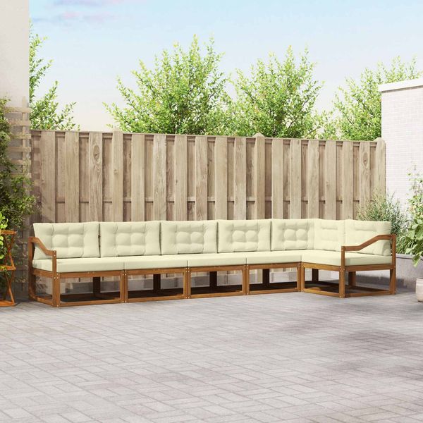 vidaXL Outdoor-Sofagarnitur mit Kissen 6 pcs Natur und Creme 3367663