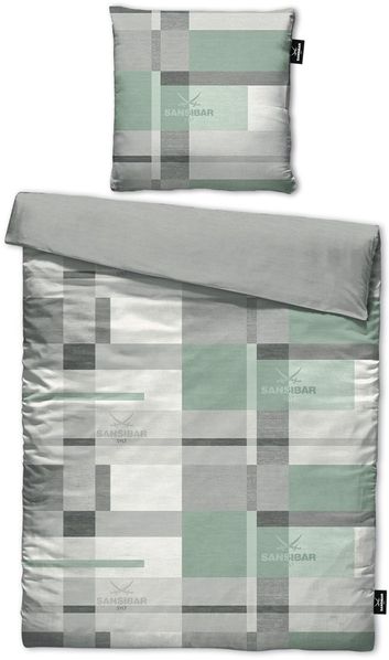 Bettwäsche SANSIBAR Satin BL 155x220 cm grün Bettbezug Bettzeug