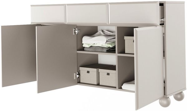 Selsey 'Chocolated' 3-türig auf Kugelfüßen mit drei Schubladen, beige, ca. 91 x 150 x 39 cm Bild 4