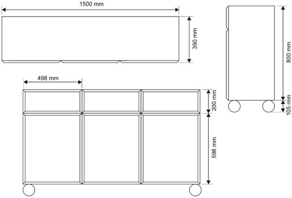Selsey 'Chocolated' 3-türig auf Kugelfüßen mit drei Schubladen, beige, ca. 91 x 150 x 39 cm Bild 5