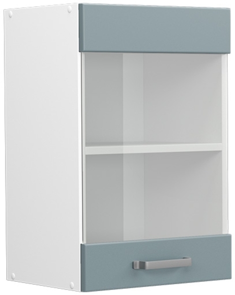 Hängeschrank R-Line Blau-Grau 40 cm mit Glastür Vicco