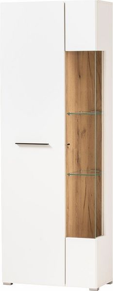 Vitrine San Remo / Salerno, Holzwerkstoff, Weiß, Holzfarben, 72 x 200 x 35 cm