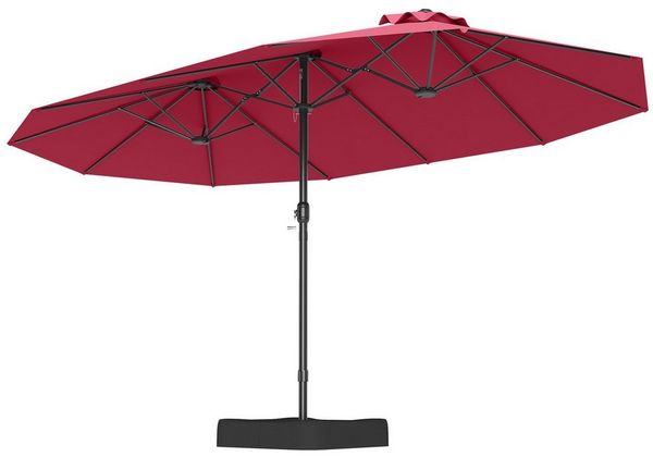 COSTWAY Sonnenschirm, LxB: 470x285 cm, Marktschirm mit Ständer, Kurbel, für Garten, Terrasse