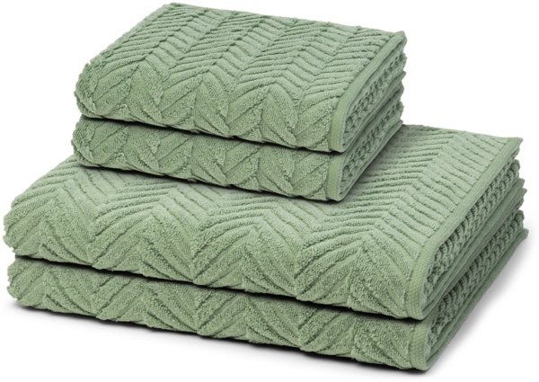 Ross Sensual Skin Zopf 4 tlg. Frottier-Set - 2 X Handtuch (50 X 100cm), 2 X Duschtuch (75 X 140cm) - 500 g/m2 - Piniengrün