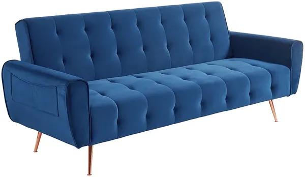 Vente-unique - Schlafsofa Klappsofa 3-Sitzer - Samt - Tannengrün - POLANI