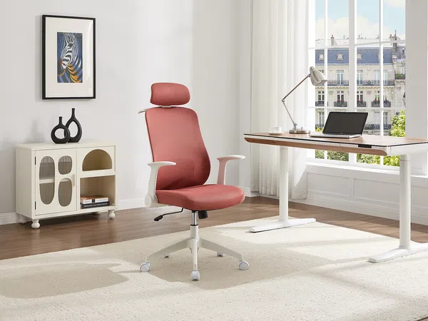 Vente-unique - ZYLIRO Office chair Stoff RotWeiß - B 63 cm x H 117 cm110 cm x L 64 cm