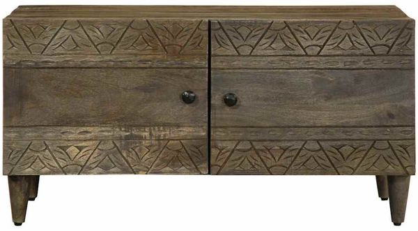 Couchtisch, Sofatisch Hellgrau 80x50x40 cm Massivholz Mango
