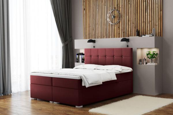 Boxspringbett Schlafzimmerbett 'ABELT', in Stoff Matt Velvet, Weinrot, 160 x 200 cm