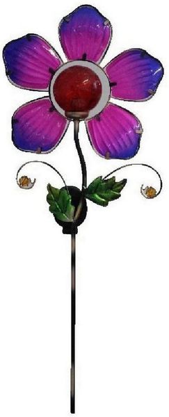 Luna24 simply great ideas. LED Solarleuchte Solar Gartenstecker Blume, Gartenbeleuchtung, Echtglas, lila, Gartenstecker Blume, Solarbeleuchtet