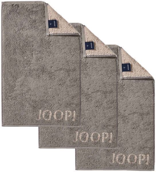 JOOP! Gästetuch Classic Frottierkollektion, 3er Pack - Walkfrottier Braun 30x50cm