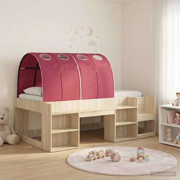 vidaXL Hochbett für Kinder mit Stauraum 3 Stk. Sonoma Eiche und Rot 3423603