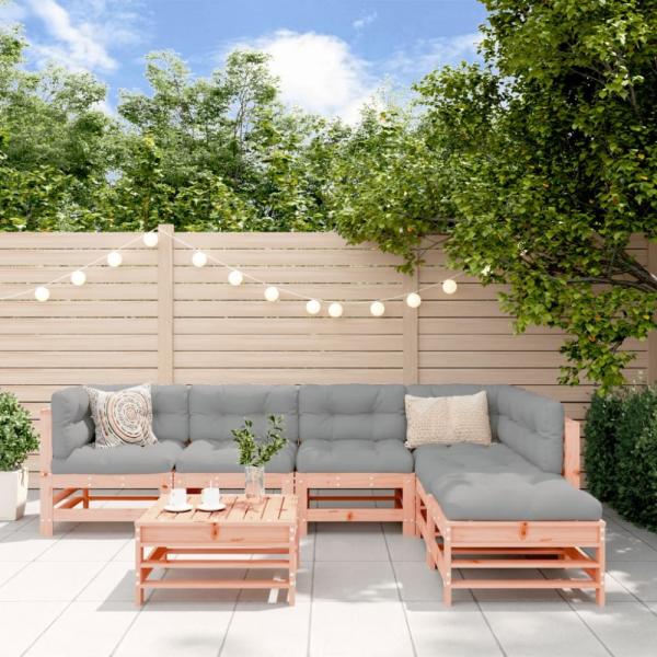 vidaXL 7-tlg. Garten-Lounge-Set mit Kissen Massivholz Douglasie 3185981