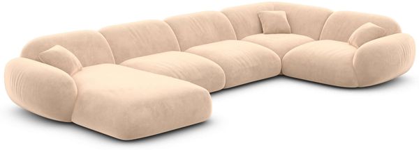 XL Samtstoff Wohnlandschaft Alcazar - Samtstoff - beige - Links