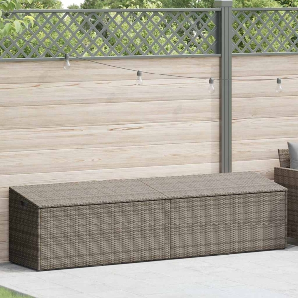 vidaXL Garten-Auflagenbox Grau 220x50x58 cm Poly Rattan 4104076