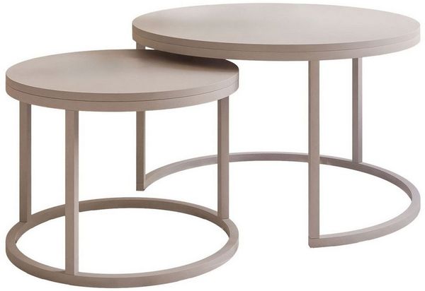 yourhouse24 Couchtisch Runder Inez 2in1, 50 & 70 cm, Kaschmir & mattes Tischblatt (Set 2 in 1), Tisch mit matter Tischplatte