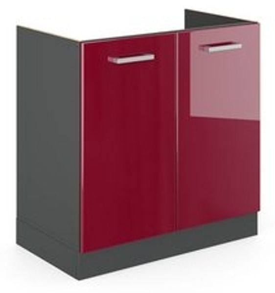 Spülenunterschrank R-Line Rot Hochglanz 80 cm ohne Arbeitsplatte Vicco Bild 6