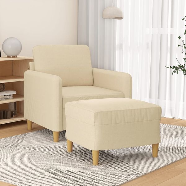 vidaXL Sessel mit Hocker Creme 60 cm Stoff 3201186