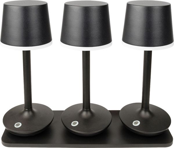 Schwaiger Akku LED Tischleuchten TILA3003 mit Ladeplatte schwarz 3er-Set