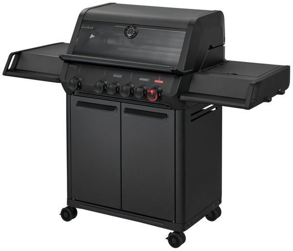 Enders® Gasgrill MONROE PRO 4 SIKR TURBO SHADOW, 4-Edelstahlbrenner, Seitenkocher, Infrarot-Backburner, Sichtfenster, HEAT RANGE™, SWITCH GRID™, 800 °C TURBO ZONE™, SIMPLE CLEAN™ ink. SEARGRATE, #8366