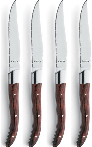 Amefa Royal Steak 2520 - 4-pcs Steak knife set brown in wooden box