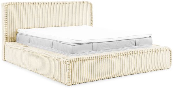 MEBLINI Polsterbett 200x200 mit Lattenrost ohne Matratze - MESUT - Creme Cordstoff - Bubble Bett - Cloud Bett - Marshmallow Bed - Kopfteil Bett mit Stauraum