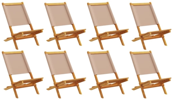 vidaXL Gartenstühle 8 Stk. Klappbar Taupe Stoff und Massivholz 3214645