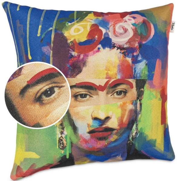 Kisska Dekokissen Kissenhülle mit oder ohne Füllung Designer Kissenbezug Zierkissen, Kissenhülle in 40x40cm Frida Kahlo ohne Füllung aus Gobelin PopArt