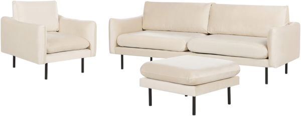 Sofa Set 5-Sitzer VINTERBRO Samtstoff Hellbeige mit Ottomane