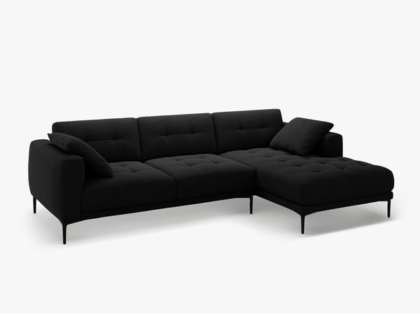 Micadoni Ecksofa Bemy 3-Sitzer Rechts Samt Schwarz Bild 2