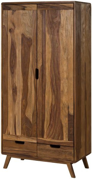 Kleiderschrank Sheesham 90x45x180 natur sandgestrahlt lackiert MALMÖ 2 #200