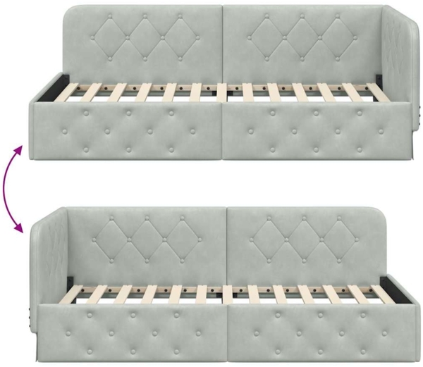 vidaXL Eckbettgestell mit Kopfteil Hellgrau 90x190 cm Samt 42016523 Bild 8