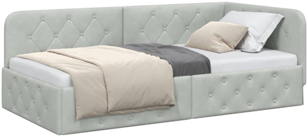 vidaXL Eckbettgestell mit Kopfteil Hellgrau 90x190 cm Samt 42016523 Bild 2