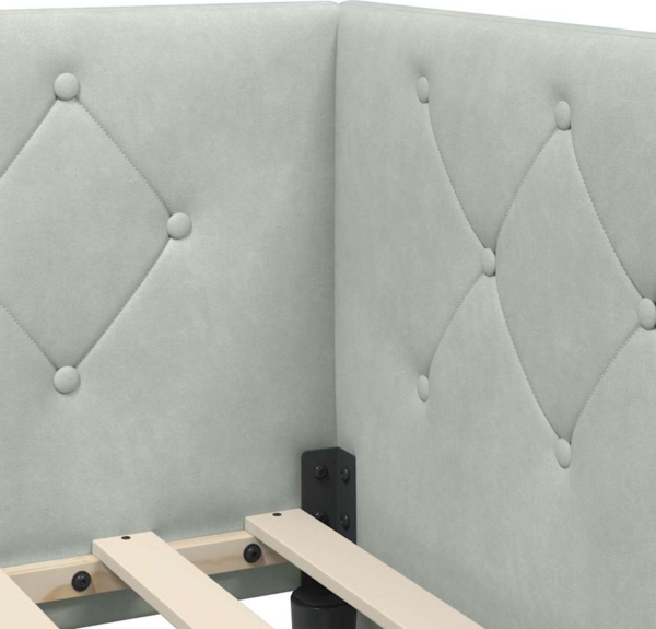 vidaXL Eckbettgestell mit Kopfteil Hellgrau 90x190 cm Samt 42016523 Bild 7