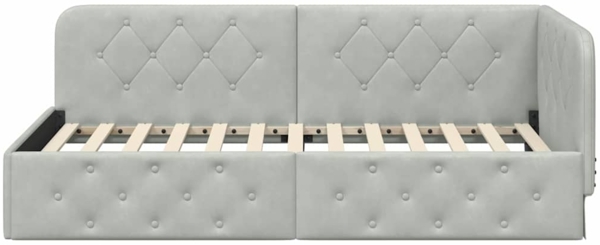 vidaXL Eckbettgestell mit Kopfteil Hellgrau 90x190 cm Samt 42016523 Bild 4