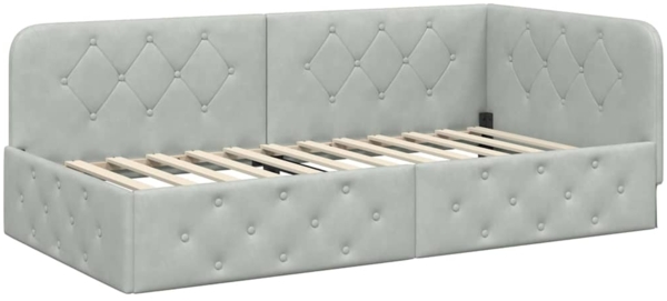 vidaXL Eckbettgestell mit Kopfteil Hellgrau 90x190 cm Samt 42016523 Bild 1