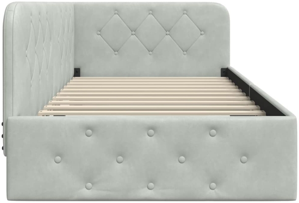 vidaXL Eckbettgestell mit Kopfteil Hellgrau 90x190 cm Samt 42016523 Bild 5