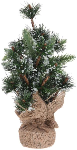 Mini Weihnachtsbaum grün 30 cm mit Jutesack Glitzer Schnee Tisch Christbaum