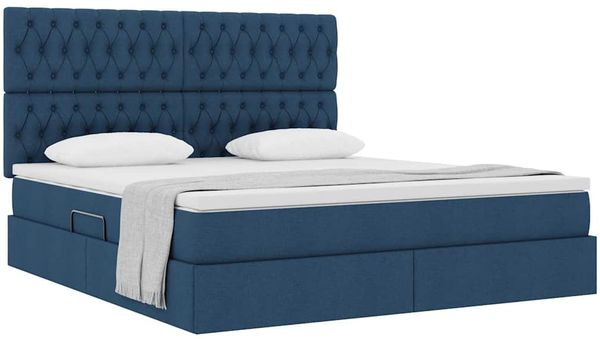 vidaXL Aufbewahrungsbett mit Matratze Blau 160 x 200 cm Stoff 3371858 Bild 3