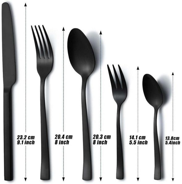 LuxusKollektion Kochbesteck-Set Besteck 12 Edelstahl Gabel Löffel Messer 60 Teilig Schwarz 60 teilig