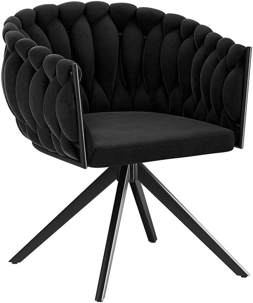 skølm 'Sudri' Esszimmer Drehstühle, 6er Set, schwarz, gepolstert mit Samtbezug, höhenverstellbar, Schalenstuhl mit Armlehne, bis 120 kg belastbar