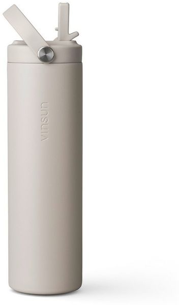 Vinsun Isolierflasche Thermoflasche 750ml mit Strohhalm - Sport Trinkflasche mit Tragegriff, Auslaufsicher, doppelwandig isoliert, geruchs- und geschmacksneutral