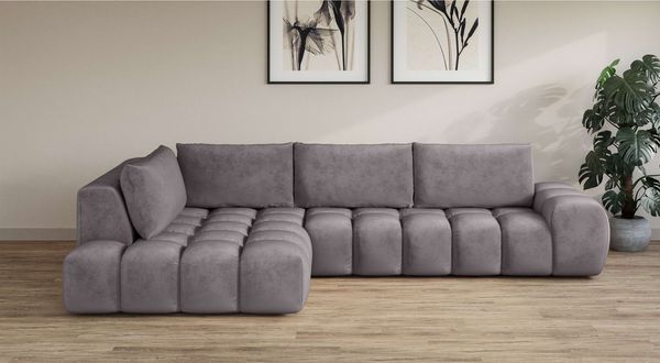 OTTO home Ecksofa AZITA L-Form, XL 296 cm - Designsofa in Bubble-Optik, lose Rückenkissen, traumhafte Steppung