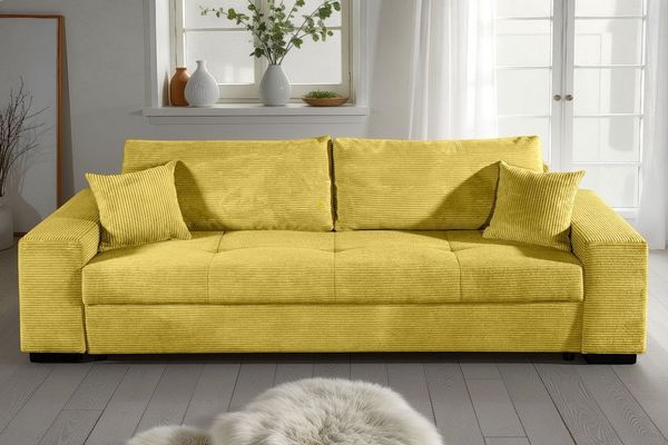 COLLECTION AB Schlafsofa Kreta, B: 248 cm, Liegefl. 137x195 cm, Bettfunktion, Bettkasten & 2 Zierkissen, optional mit Topper